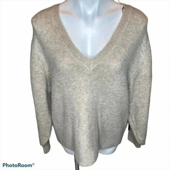 Zara Black Lace Trim Oversized V.neck sweater - Picture 4 of 13